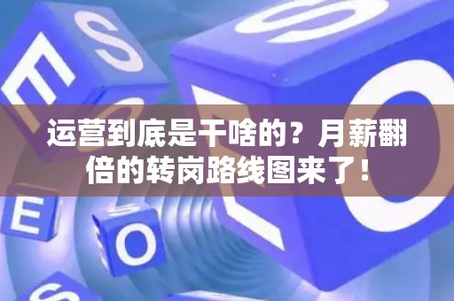 运营到底是干啥的？月薪翻倍的转岗路线图来了！